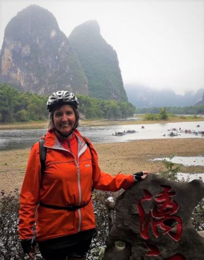 Wendy Holland Cycling on the  tour with redspokes